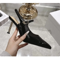 Grade Dior Icon Slingback Pumps Shoes Black Supple Calfskin Leather 6062507