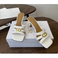 Good Quality Dior or 30M Heeled Slides Sandals Shoes White Patent Calfskin Leather 70MM 6062508