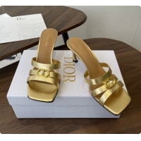 Best Grade Dior or 30M Heeled Slides Sandals Shoes Gold Patent Calfskin Leather 6062508