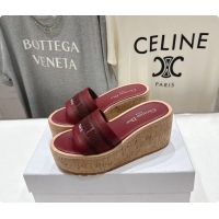 Popular Style Dior Dway Platform Slide Sandals Red Grained Calfskin 6062603