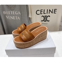 Unique Style Dior Dway Platform Slide Sandals Brown Grained Calfskin 6062603