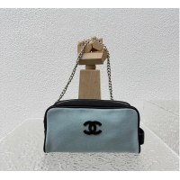Inexpensive Chanel Large Zipped Pouch Canvas With Calfskin AS4658 Blue/Black/Silver 2026
