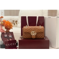 Classic Cheap Gucci GG Marmont Small Shoulder Bag In Leather 828712 Brown 2026