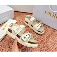 Best Price Dior Dioract White Leather Flat Sandals 6062703
