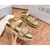 Discount Dior Dioract Beige Leather Flat Sandals 6062703