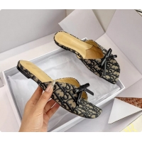 Best Price Dior Bow Flat Mule Slides Sandals Blue Dior Oblique Jacquard 6062704