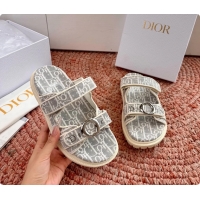 Grade Quality Dior MyDior Gray Dior Oblique Jacquard Flat Sandals 6062801