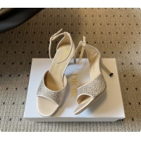 Best Product Dior Strass Embroidered Dway Heeled Sandals Beige 80MM 6062803