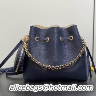 Cheap Louis Vuitton Bella Bucket Bag in Mahina Perforated Leather M14315 Navy Blue 2025