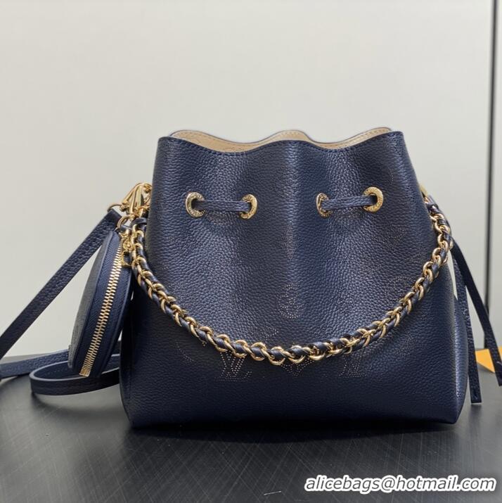 Cheap Louis Vuitton Bella Bucket Bag in Mahina Perforated Leather M14315 Navy Blue 2025