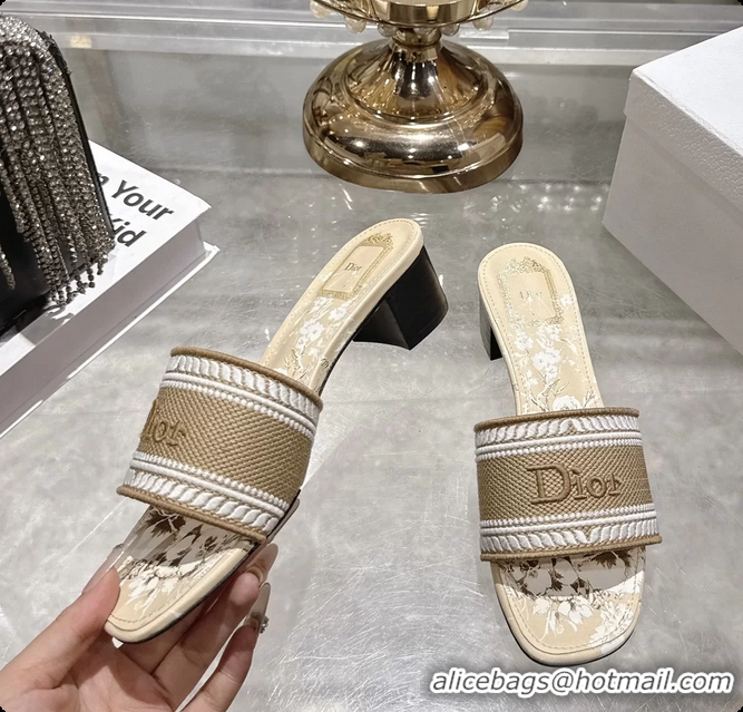 Purchase Dior Dioriviera Dway Heeled Slides Sandals Beige and White Embroidered Cotton and Toile de Jouy Floral Garden 4