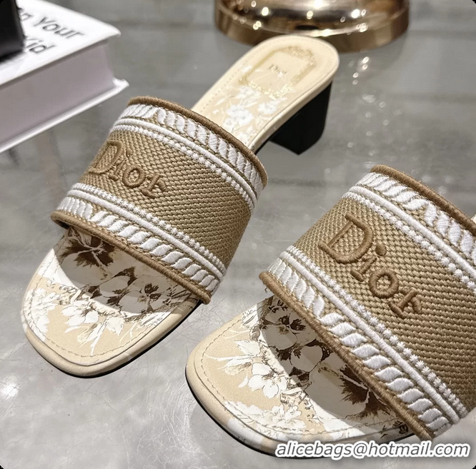 Purchase Dior Dioriviera Dway Heeled Slides Sandals Beige and White Embroidered Cotton and Toile de Jouy Floral Garden 4