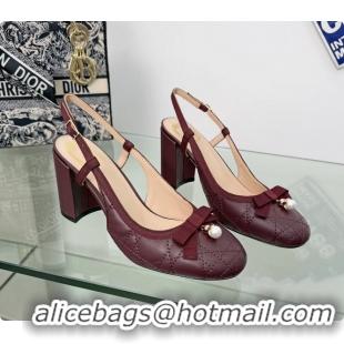 Best Grade Dior Ballet Slingback Pumps Red Quilted Cannage Lambskin Leather 80MM 6063012