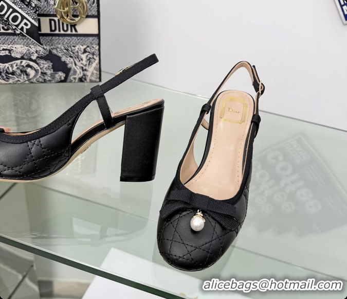 Luxurious Dior Ballet Slingback Pumps Black Quilted Cannage Lambskin Leather 80MM 6063012