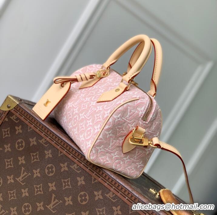 New Design Louis Vuitton Monogram Emblème Striped Canvas Speedy Bandoulière 20 M2A039 Rose Ruban 2026