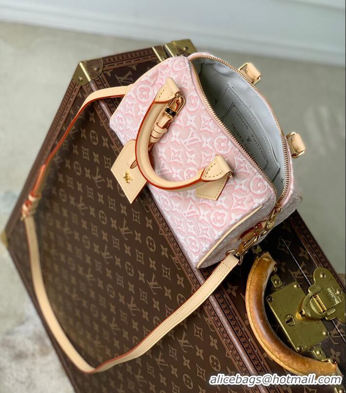 New Design Louis Vuitton Monogram Emblème Striped Canvas Speedy Bandoulière 20 M2A039 Rose Ruban 2026