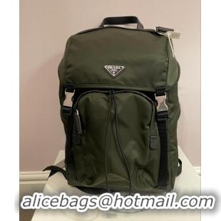 Buy Discount Prada Re-Nylon With Saffiano Leather Buckled Backpack PA8945 Green