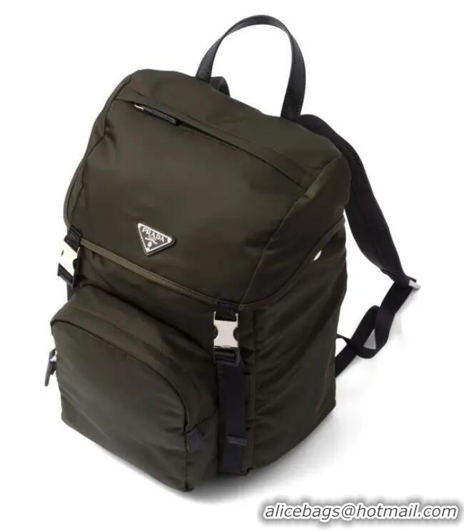 Buy Discount Prada Re-Nylon With Saffiano Leather Buckled Backpack PA8945 Green