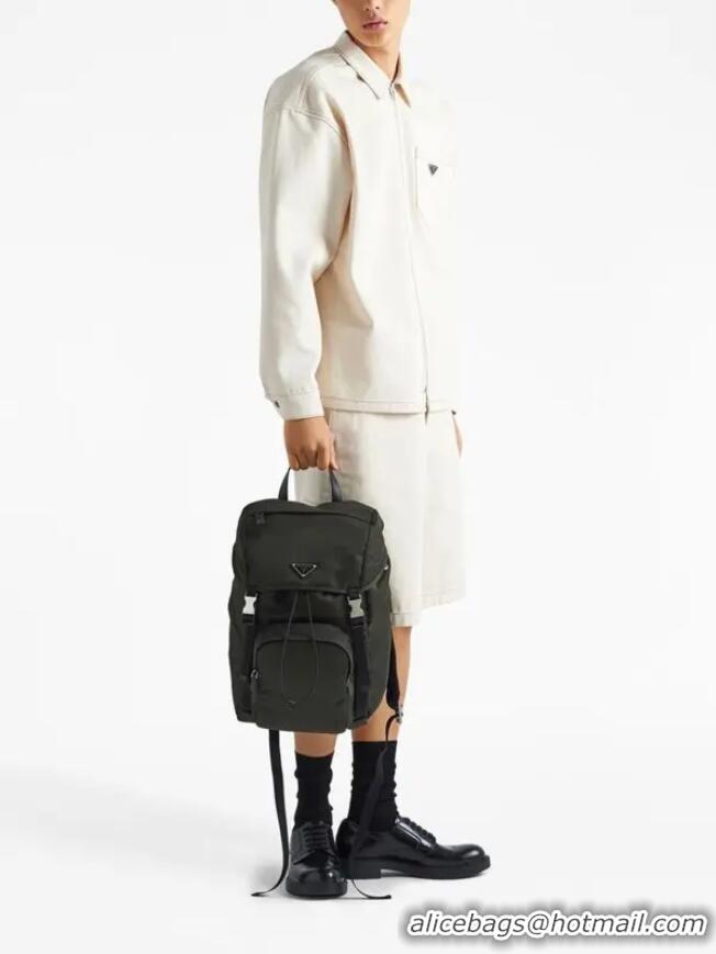 Buy Discount Prada Re-Nylon With Saffiano Leather Buckled Backpack PA8945 Green