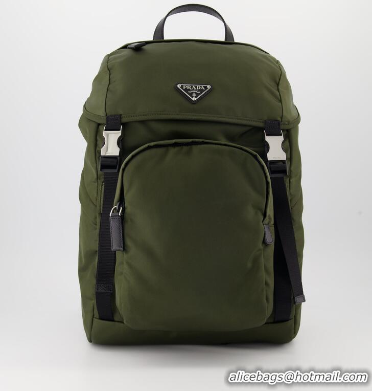 Buy Discount Prada Re-Nylon With Saffiano Leather Buckled Backpack PA8945 Green