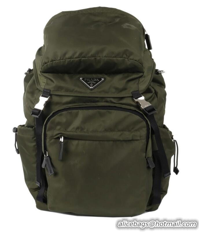 Buy Discount Prada Re-Nylon With Saffiano Leather Buckled Backpack PA8945 Green