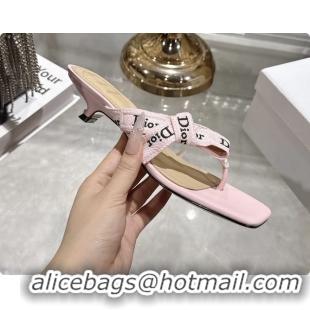 Discount Fashion Dior Jadior Heeled Thong Sandals Pink Embroidered Cotton and Trench lambskin 6070202