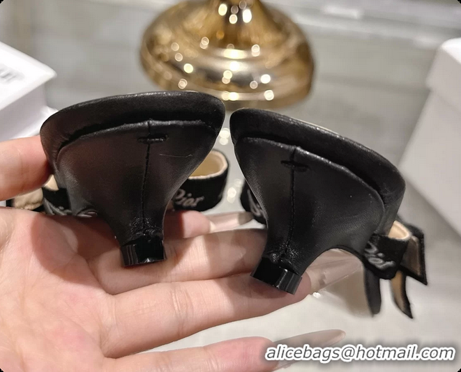 Low Cost Dior Jadior Heeled Thong Sandals Black Embroidered Cotton and Trench lambskin 6070202