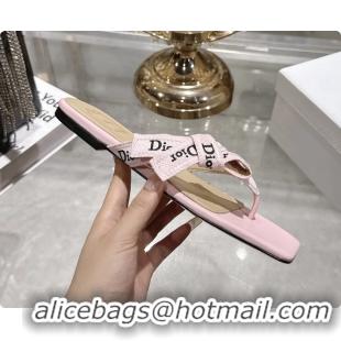 Sophisticated Dior Jadior Flat Thong Sandals Pink Embroidered Cotton and Trench lambskin 6070203