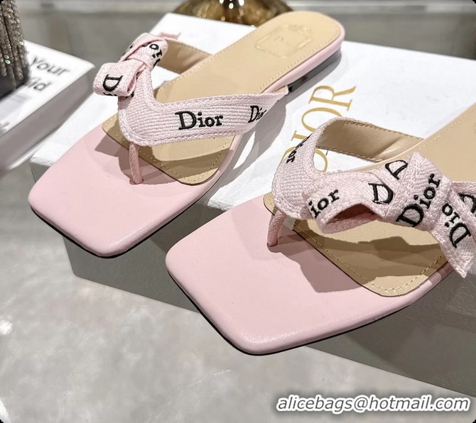 Sophisticated Dior Jadior Flat Thong Sandals Pink Embroidered Cotton and Trench lambskin 6070203