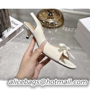 Sumptuous Dior Bow Heeled Slingback Sandals White Patent Leather 35MM 6070205