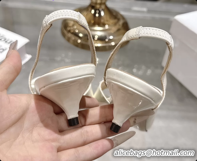 Sumptuous Dior Bow Heeled Slingback Sandals White Patent Leather 35MM 6070205