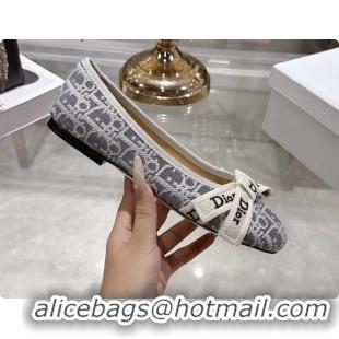 Good Looking Dior Jadior Bow Ballet Flats Gray Dior Oblique Denim Fabric 6070207