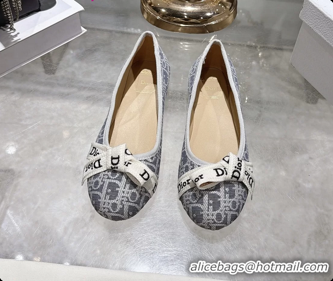 Good Looking Dior Jadior Bow Ballet Flats Gray Dior Oblique Denim Fabric 6070207