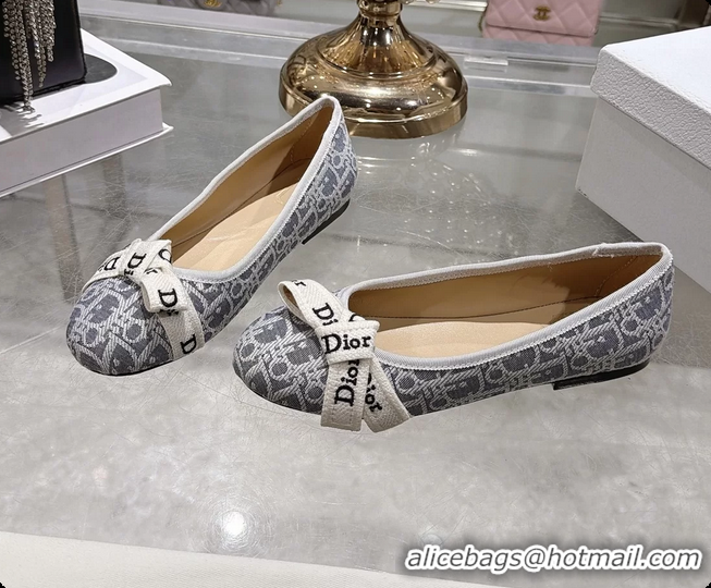 Good Looking Dior Jadior Bow Ballet Flats Gray Dior Oblique Denim Fabric 6070207
