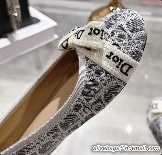 Good Looking Dior Jadior Bow Ballet Flats Gray Dior Oblique Denim Fabric 6070207