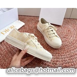 Luxury Dior WalknDior Platform Sneakers Yellow Beige Dior Oblique Embroidered Cotton Canvas 6070207