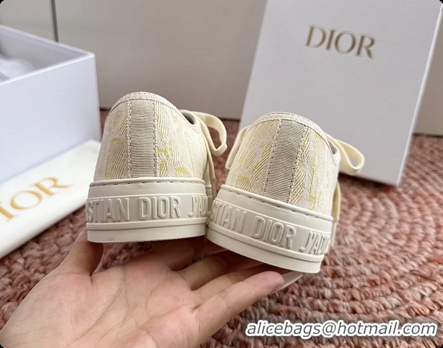 Luxury Dior WalknDior Platform Sneakers Yellow Beige Dior Oblique Embroidered Cotton Canvas 6070207