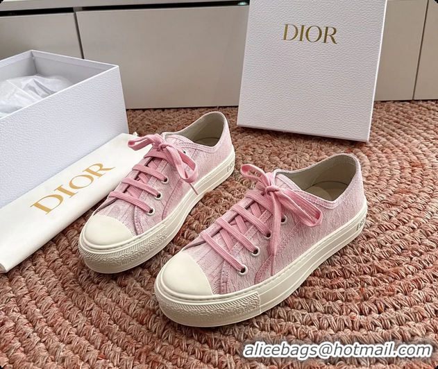 Big Discount Dior WalknDior Platform Sneakers Pink Dior Oblique Embroidered Cotton Canvas 6070207