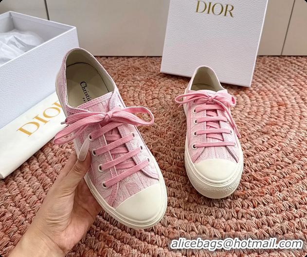 Big Discount Dior WalknDior Platform Sneakers Pink Dior Oblique Embroidered Cotton Canvas 6070207