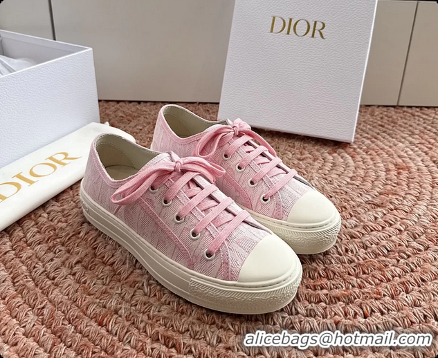 Big Discount Dior WalknDior Platform Sneakers Pink Dior Oblique Embroidered Cotton Canvas 6070207