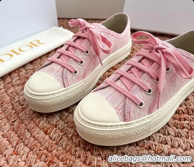 Big Discount Dior WalknDior Platform Sneakers Pink Dior Oblique Embroidered Cotton Canvas 6070207