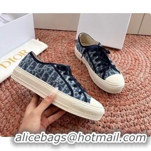 Unique Discount Dior WalknDior Platform Sneakers Navy Blue Dior Oblique Embroidered Cotton Canvas 6070207