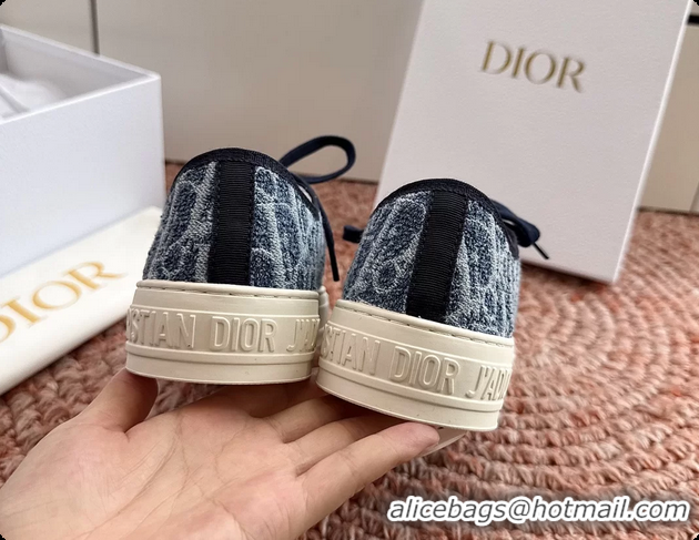 Unique Discount Dior WalknDior Platform Sneakers Navy Blue Dior Oblique Embroidered Cotton Canvas 6070207