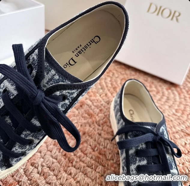 Unique Discount Dior WalknDior Platform Sneakers Navy Blue Dior Oblique Embroidered Cotton Canvas 6070207