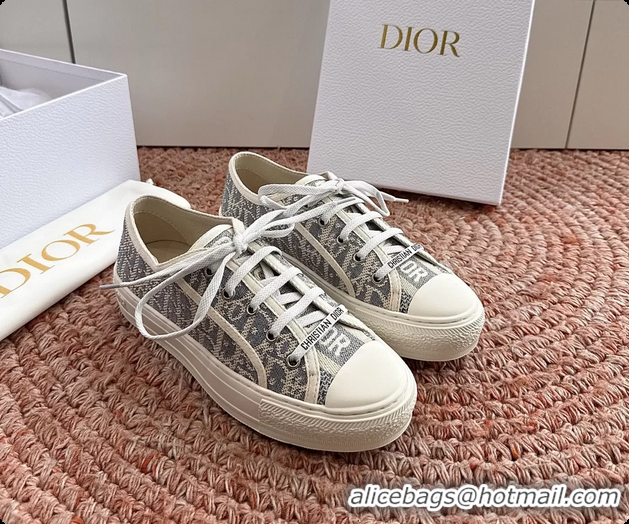 Generous Dior WalknDior Platform Sneakers Gray Dior Oblique Embroidered Cotton Canvas 6070207