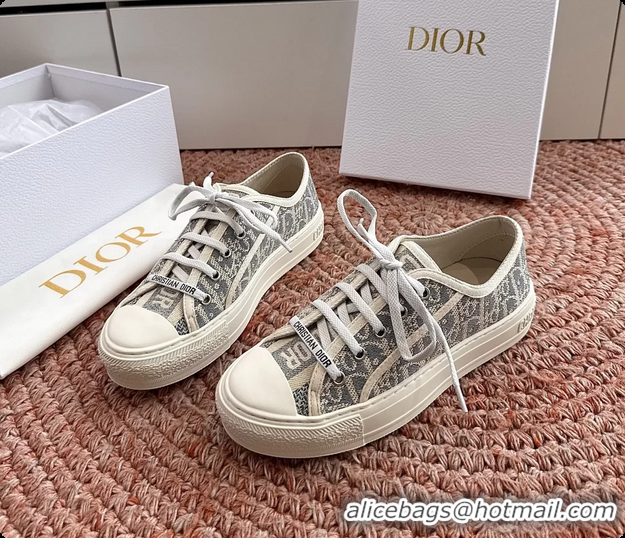 Generous Dior WalknDior Platform Sneakers Gray Dior Oblique Embroidered Cotton Canvas 6070207