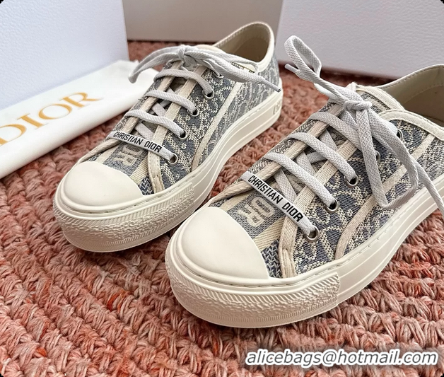 Generous Dior WalknDior Platform Sneakers Gray Dior Oblique Embroidered Cotton Canvas 6070207