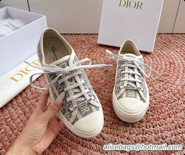 Generous Dior WalknDior Platform Sneakers Gray Dior Oblique Embroidered Cotton Canvas 6070207