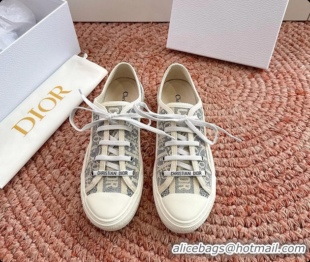 Generous Dior WalknDior Platform Sneakers Gray Dior Oblique Embroidered Cotton Canvas 6070207