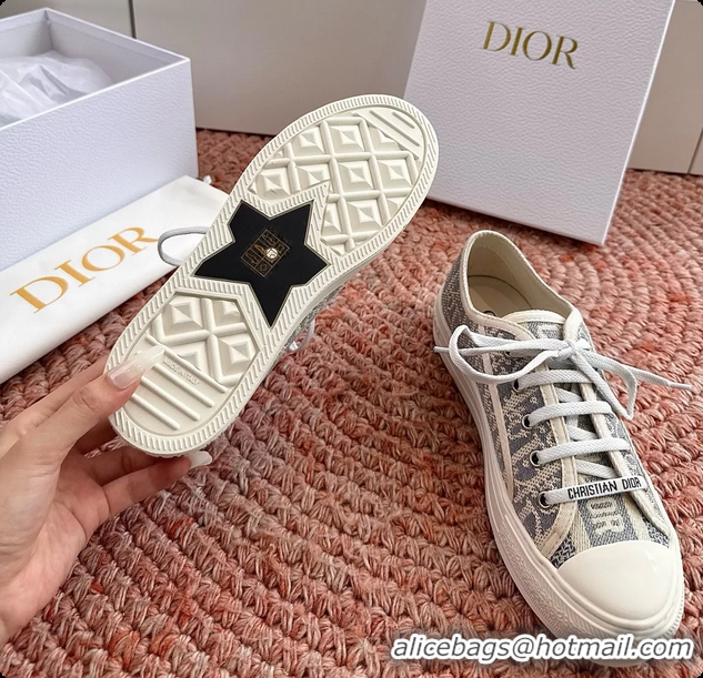 Generous Dior WalknDior Platform Sneakers Gray Dior Oblique Embroidered Cotton Canvas 6070207